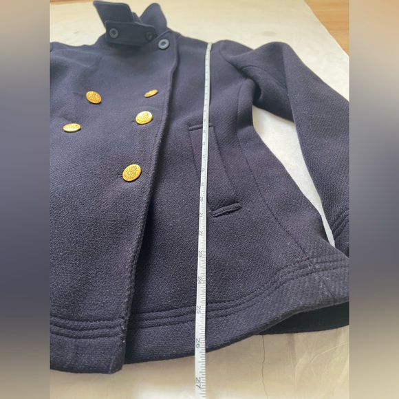 J Crew Nello Gori Coat Sz 4 Navy Blue Jacket Wool Blend Peacoat Preppy Nautical - Picture 8 of 11